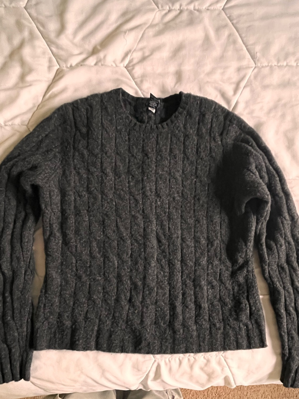GAP women’s Charcoal Crewneck Cable Knit Sweater